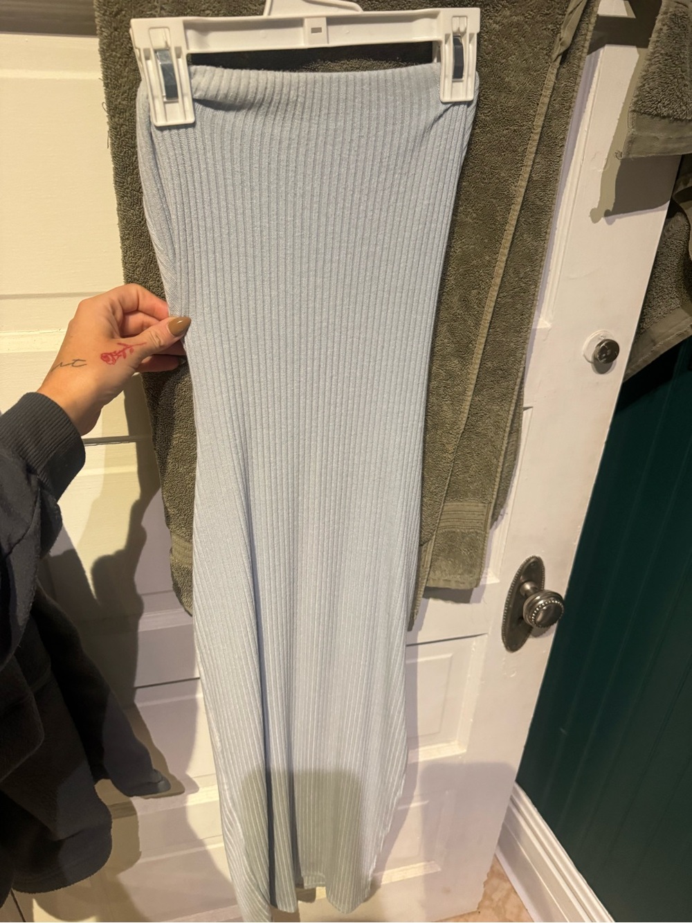Windsor Light Blue Ribbed Maxi Skirt